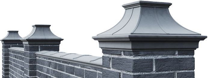 Колпаки на столбы, парапеты кирпичного забора Колпаки на столбы, парапеты кирпичного забора