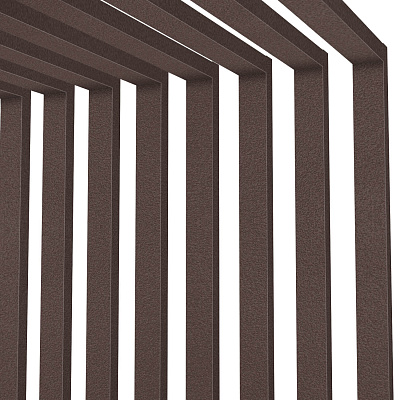 Декоративная рейка металлическая RAL8017 МАТТЕ Шоколад двусторонний на стенах и потолке в сборе