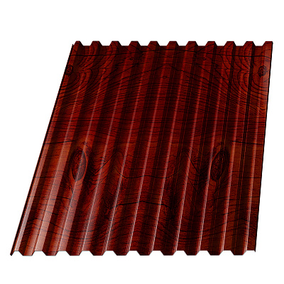 Профнастил С-21 под дерево Каштан Красный 2-х сторонний 0.45 мм Printech Корея