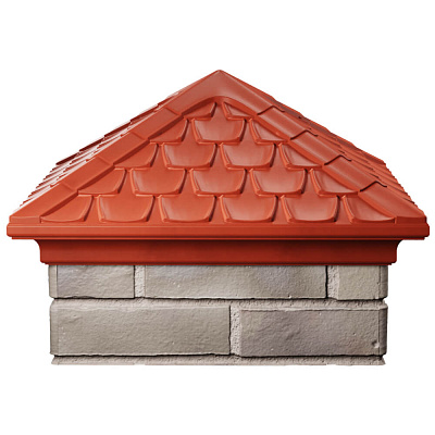 Колпак на столб забора ELBRUS Красный 1,5х1,5 кирпича Черепица фото 1 Колпак на столб забора ELBRUS Красный 1,5х1,5 кирпича Черепица фото 1