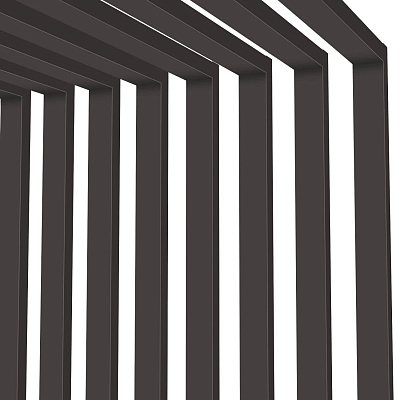 Декоративная рейка металлическая RAL8019/8019 Темный Шоколад двусторонний на стенах и потолке в сборе