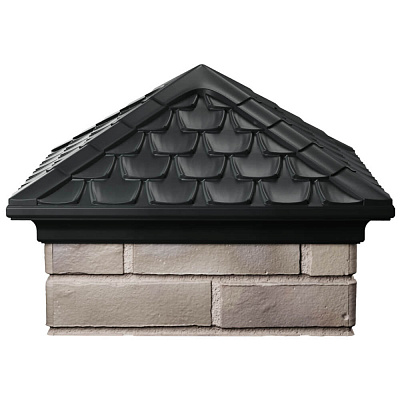 Колпак на столб забора ELBRUS Черный 1,5х1,5 кирпича Черепица фото 1 Колпак на столб забора ELBRUS Черный 1,5х1,5 кирпича Черепица фото 1