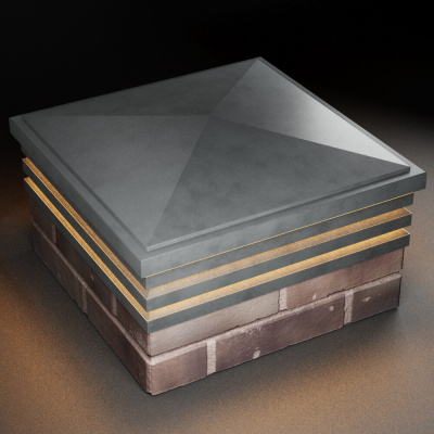 Колпак Бона Серый с посадкой 2х2 кирпича (513х513мм) с подсветкой фото 2