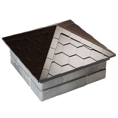 Колпак на столб забора EVEREST Коричневый 1,5х1,5 кирпича Черепица размер под посадку 390х390мм фото 3 Колпак на столб забора EVEREST Коричневый 1,5х1,5 кирпича Черепица размер под посадку 390х390мм фото 3