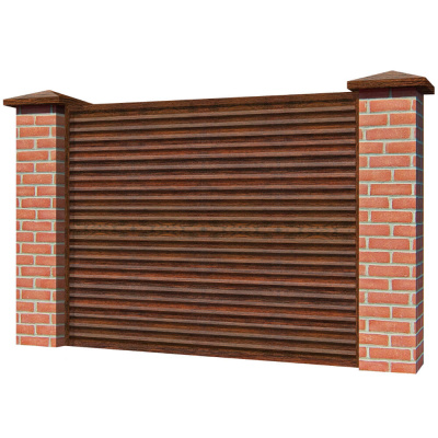 Забор жалюзи ЭКО-Z Античное Дерево 3D Принтек двусторонний на кирпичных столбах Забор жалюзи ЭКО-Z Античное Дерево 3D Принтек двусторонний на кирпичных столбах