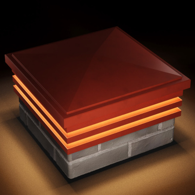 Колпак Бона на 1.5 кирпича Красный с подсветкой в комплекте 2 Колпак Бона на 1.5 кирпича Красный с подсветкой в комплекте 2