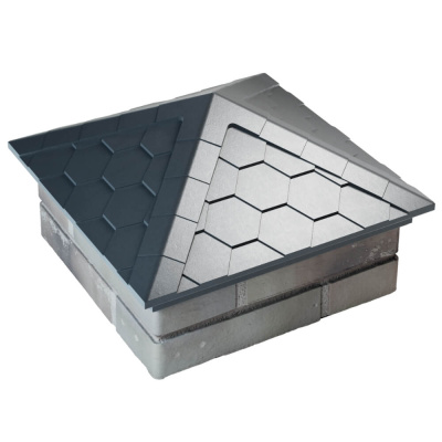 Колпак на столб забора Серый 1,5х1,5 кирпича Черепица размер под посадку 390х390мм фото 3