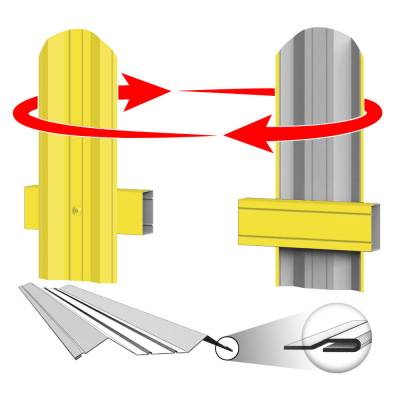 Штакетник металлический ЭКО М-образный 95мм RAL1018 Желтый фото крепления Штакетник металлический ЭКО М-образный 95мм RAL1018 Желтый фото крепления