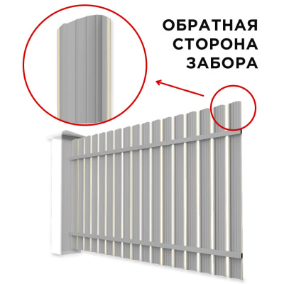 Забор штакетник Полукруглый RAL 1015 Слоновая Кость односторонний сзади Забор штакетник Полукруглый RAL 1015 Слоновая Кость односторонний сзади