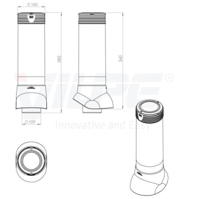 Вентиляционный выход канализац.стояка изолир. 110/160/500 (красный) чертеж Вентиляционный выход канализац.стояка изолир. 110/160/500 (красный) чертеж