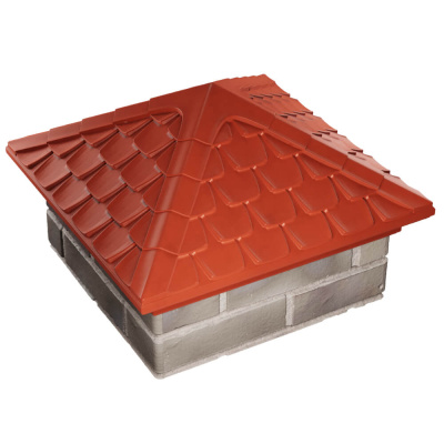 Колпак на столб забора ELBRUS Красный 1,5х1,5 кирпича Черепица фото 3 Колпак на столб забора ELBRUS Красный 1,5х1,5 кирпича Черепица фото 3