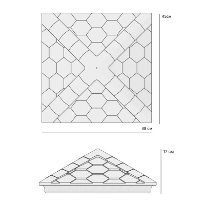 Колпак на столб забора ZKING EVEREST Коричневый 1,5х1,5 кирпича Черепица размер под посадку 390х390мм чертеж размеры Колпак на столб забора ZKING EVEREST Коричневый 1,5х1,5 кирпича Черепица размер под посадку 390х390мм чертеж размеры