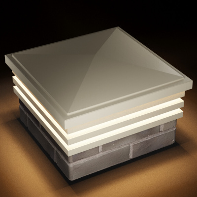 Колпак Бона на 1.5 кирпича Бежевый с подсветкой в комплекте 2 Колпак Бона на 1.5 кирпича Бежевый с подсветкой в комплекте 2