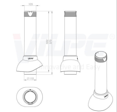 741128 Вентиляционный выход канализационного стояка 110/500 (красный) чертеж 741128 Вентиляционный выход канализационного стояка 110/500 (красный) чертеж
