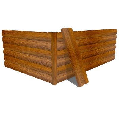 Фото сайдинга металлического (металлосайдинга) Блок-Хаус под бревно с покрытием Printech (Корея) дерево Орех для фасада дома Фото сайдинга металлического (металлосайдинга) Блок-Хаус под бревно с покрытием Printech (Корея) дерево Орех для фасада дома