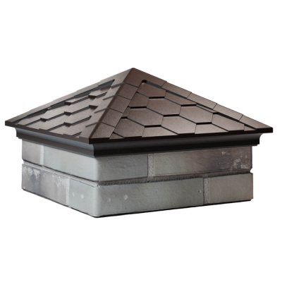 Колпак на столб забора EVEREST Коричневый 1,5х1,5 кирпича Черепица размер под посадку 390х390мм фото 4 Колпак на столб забора EVEREST Коричневый 1,5х1,5 кирпича Черепица размер под посадку 390х390мм фото 4