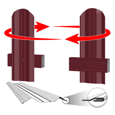 Штакетник ЭКО М-образный 95мм RAL3005 Красное Вино 2-х сторонний Штакетник ЭКО М-образный 95мм RAL3005 Красное Вино 2-х сторонний