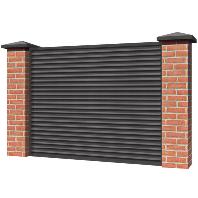 Забор жалюзи ЭКО-Z RAL 8019-8019 МАТТЕ Темный Шоколад матовый двусторонний на кирпичных столбах